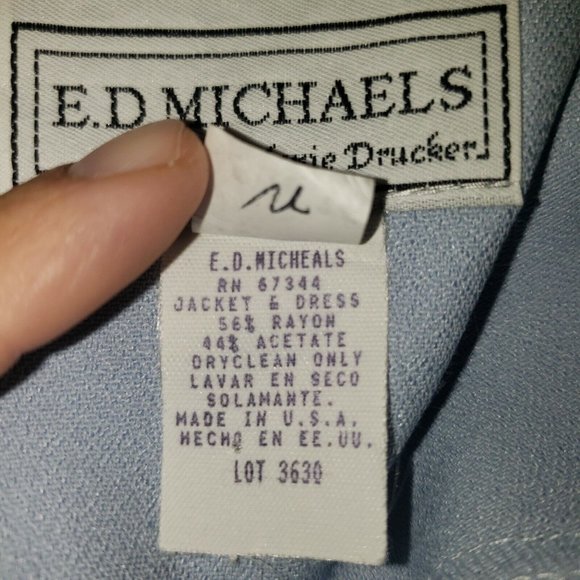 VTG 80s ED Michaels Sleeveless Dress w/Coat 2pc Set Periwinkle Blue Made USA - Picture 12 of 12